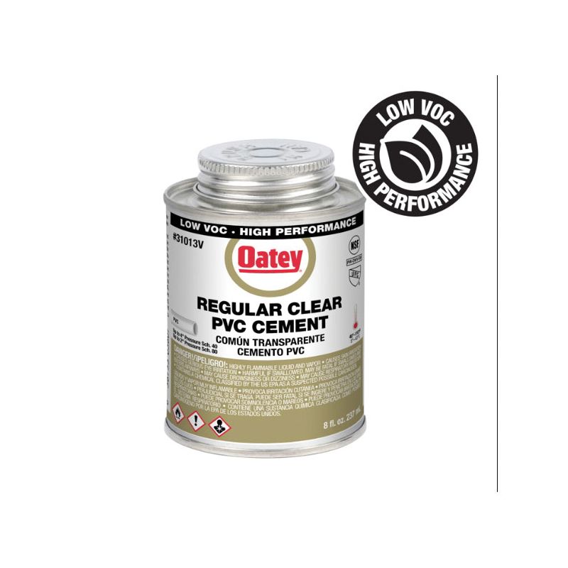 Oatey 31013V Regular-Bodied Fast Set Cement, 8 oz Can, Liquid, Clear Clear
