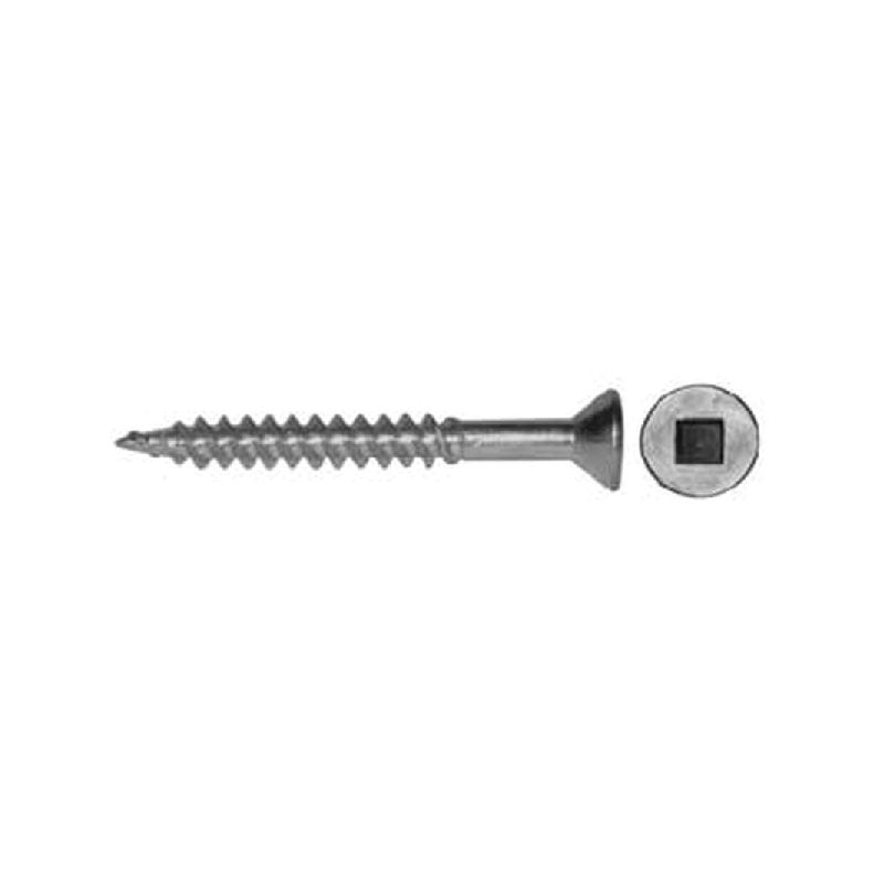 Reliable FKWZ858VP Screw, #8-15 Thread, 5/8 in L, Full, Twin Lead Thread, Flat Head, Square Drive, Steel, Zinc, 100 BX