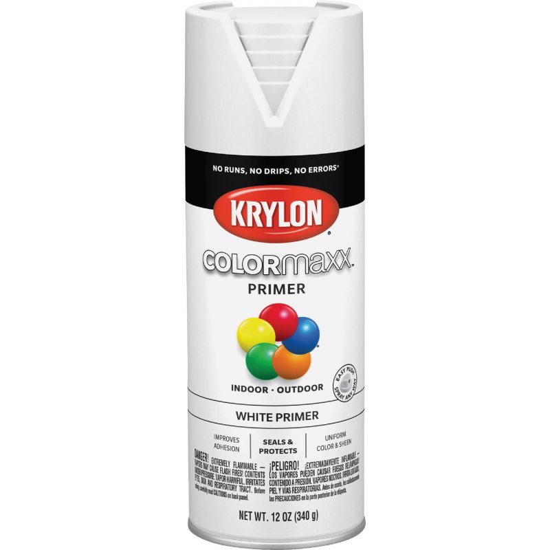 Krylon ColorMaxx Indoor/Outdoor All-Purpose Spray Primer White, 12 Oz.