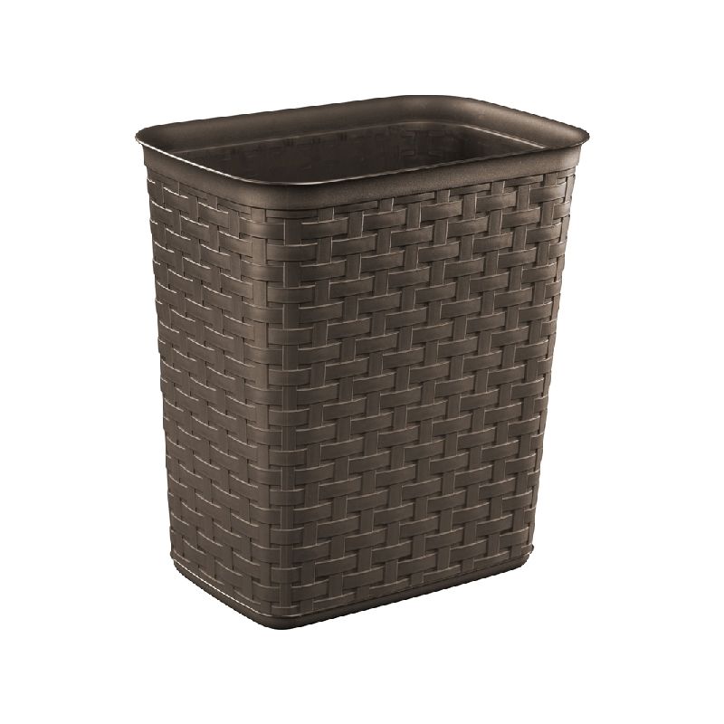 Sterilite 10346P06 Waste Basket, 3.4 gal Capacity, Plastic, Espresso, 12-5/8 in H 3.4 Gal, Espresso