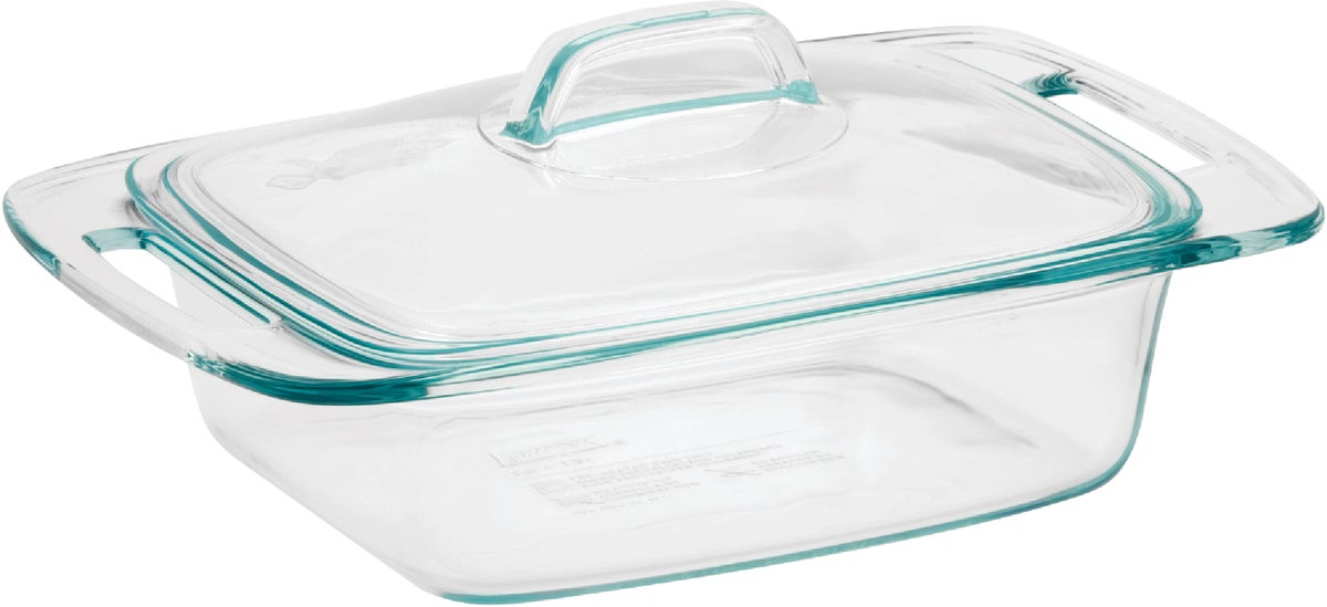 Rubbermaid DuraLite Glass Bakeware, 1.75 qt Square Baking Dish with Blue Lid