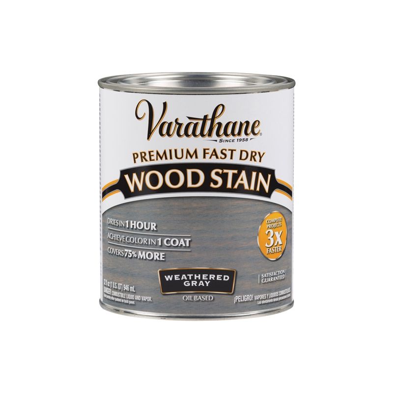 Varathane 269394 Wood Stain, Weathered Gray, Liquid, 1 qt, Can Weathered Gray