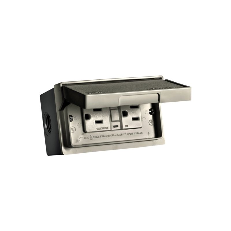 Eaton Cooper Wiring S646TWRS-GY Weatherproof Receptacle Kit, 15 A, 125 V, 1 -Gang, Gray Gray
