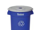 Continental Commercial Huskee 3200-1 Recycling Receptacle, 32 gal, Plastic, Blue, 22 in Dia x 27-3/8 in L Dimensions 32 Gal, Blue
