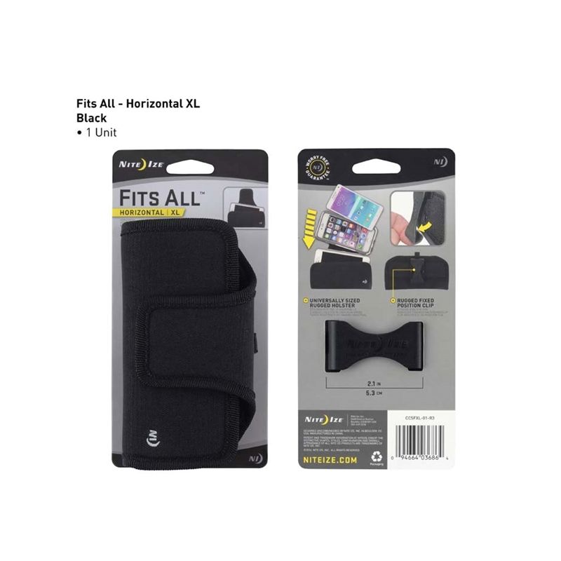 Nite Ize Fits All CCSFXL-01-R3 Cell Phone Case, Polyester, Black Black