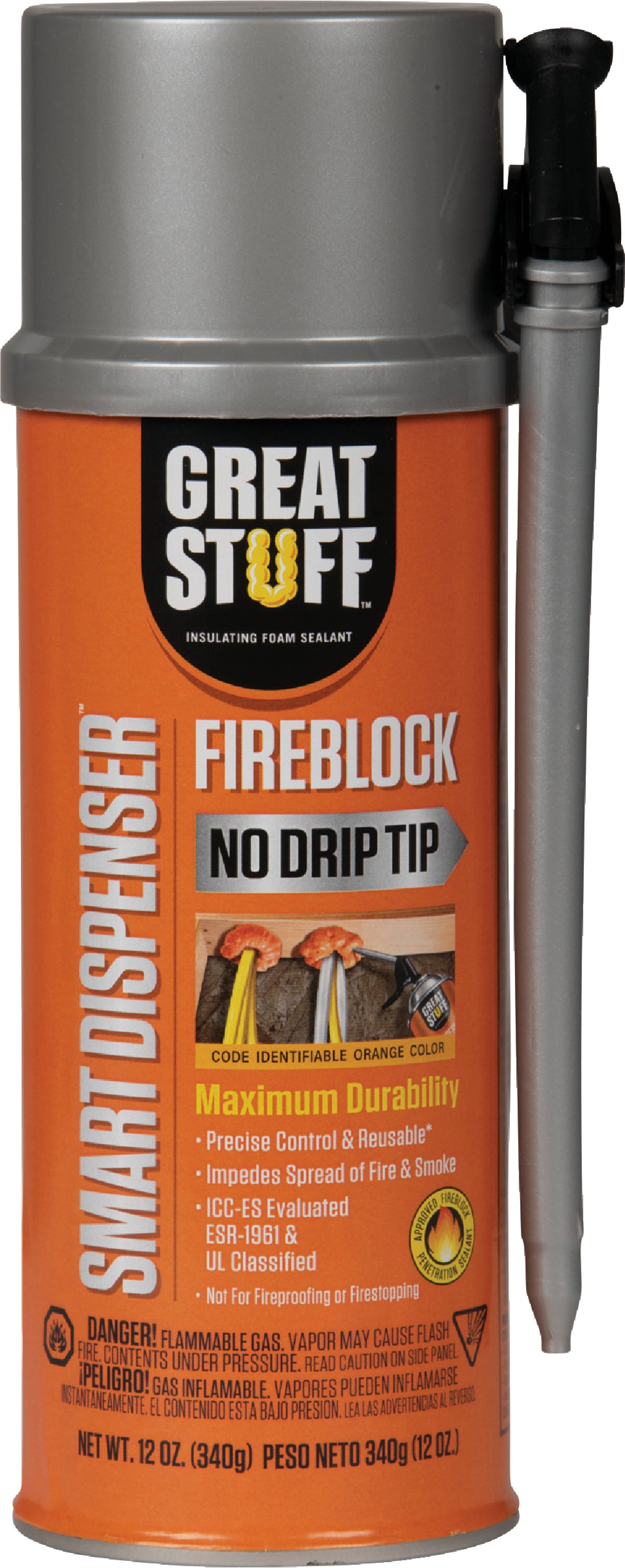 Great Stuff Fire Block Insulating Foam Sealant, Smart Dispenser, 12-oz.