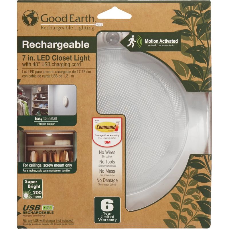 Good Earth Lighting Round LED Rechargeable Battery Operated Light White