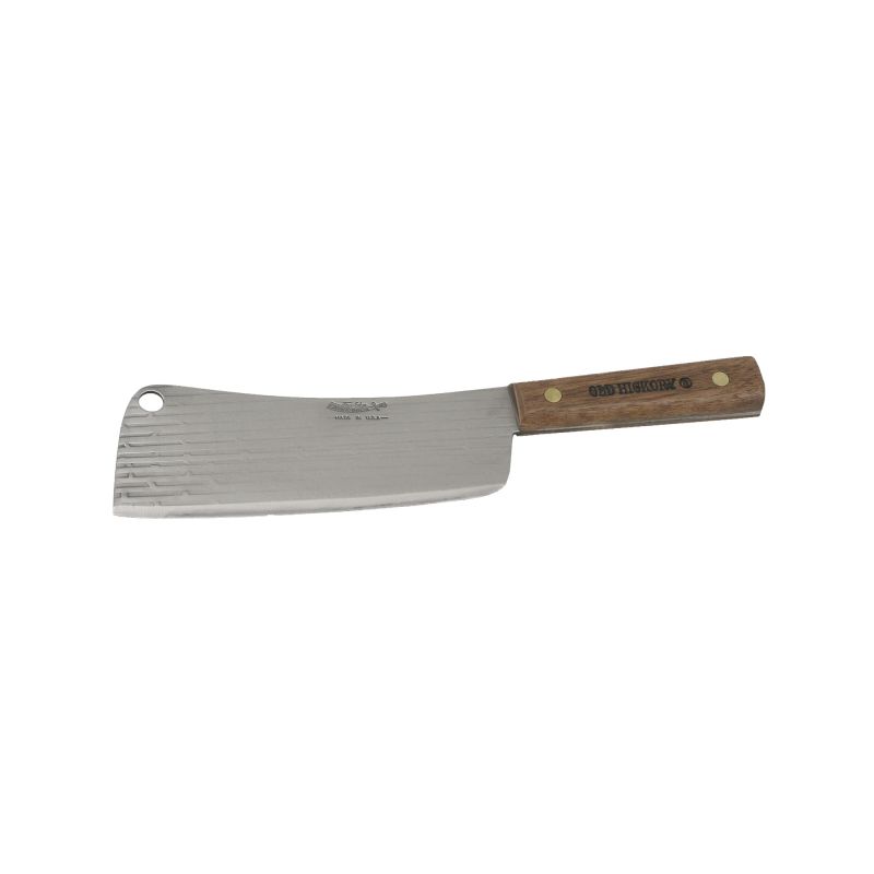 Old Hickory 076-7 Cleaver, 7-1/2 in L Blade, Carbon Steel Blade, Hardwood Handle, Brown Handle 7-1/2 In