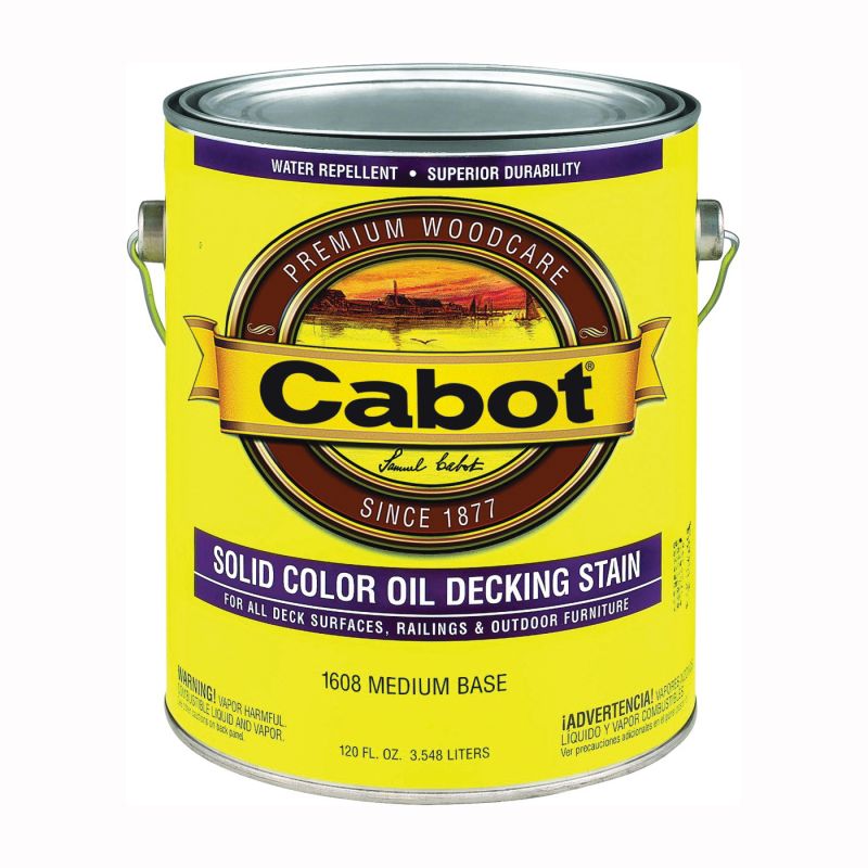 Cabot 140.0001608.007 Solid Stain, Opaque, Medium Base, Liquid, 1 gal Medium Base (Pack of 4)