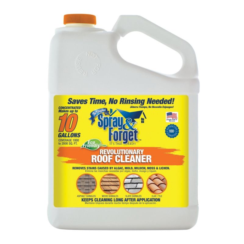 Spray &amp; Forget SFRCG04 Roof Surface Cleaner, Liquid, Orange, 1 gal Orange