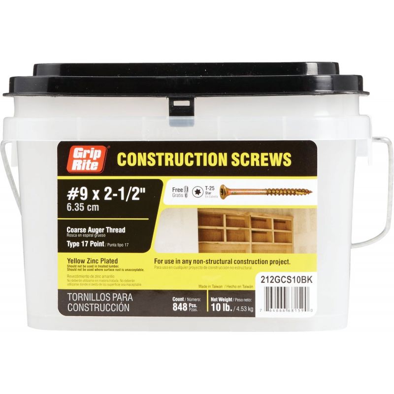 Grip-Rite Gold Construction Wood Screws #9 X 2-1/2 In.