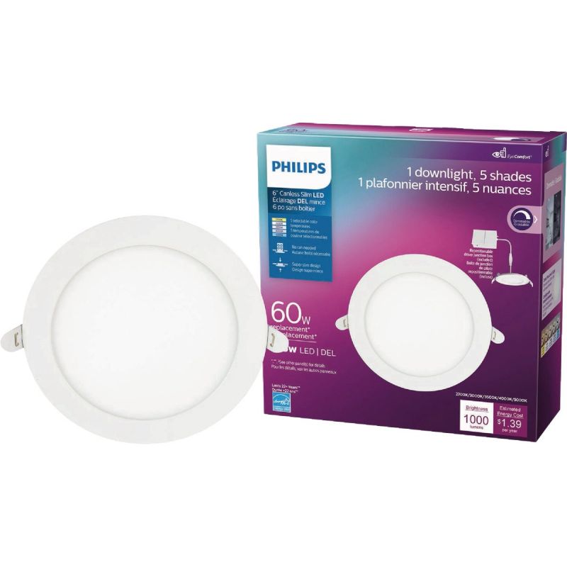 Philips Canless Slim Selectable Color Temperature LED Recessed Light Kit White