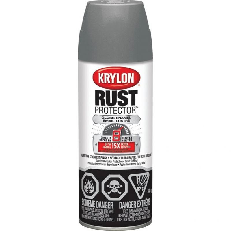 Krylon Rust Protector 469018000 Rust Preventative Spray Paint, Gloss, Smoke Gray, 12 oz, Can Smoke Gray (Pack of 6)