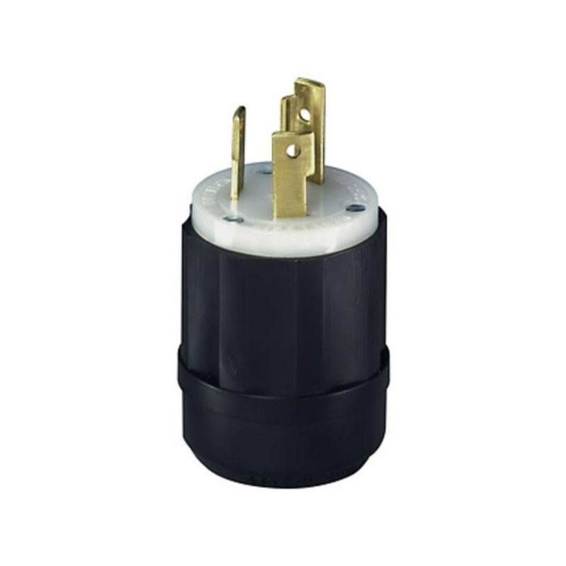 Leviton 021-02611-0PB Electrical Plug, 2 -Pole, 30 A, 125 V, NEMA: NEMA L5-30P, Black/White Black/White