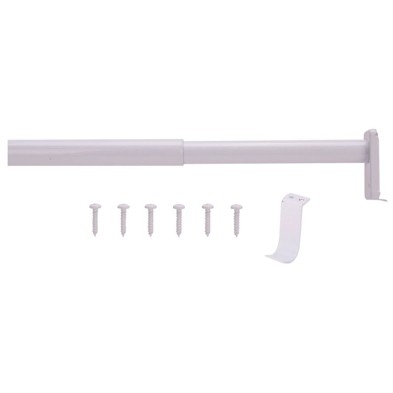 Prosource 21015PHX-PS Adjustable Closet Rod, 72 to 96 in L, Steel White