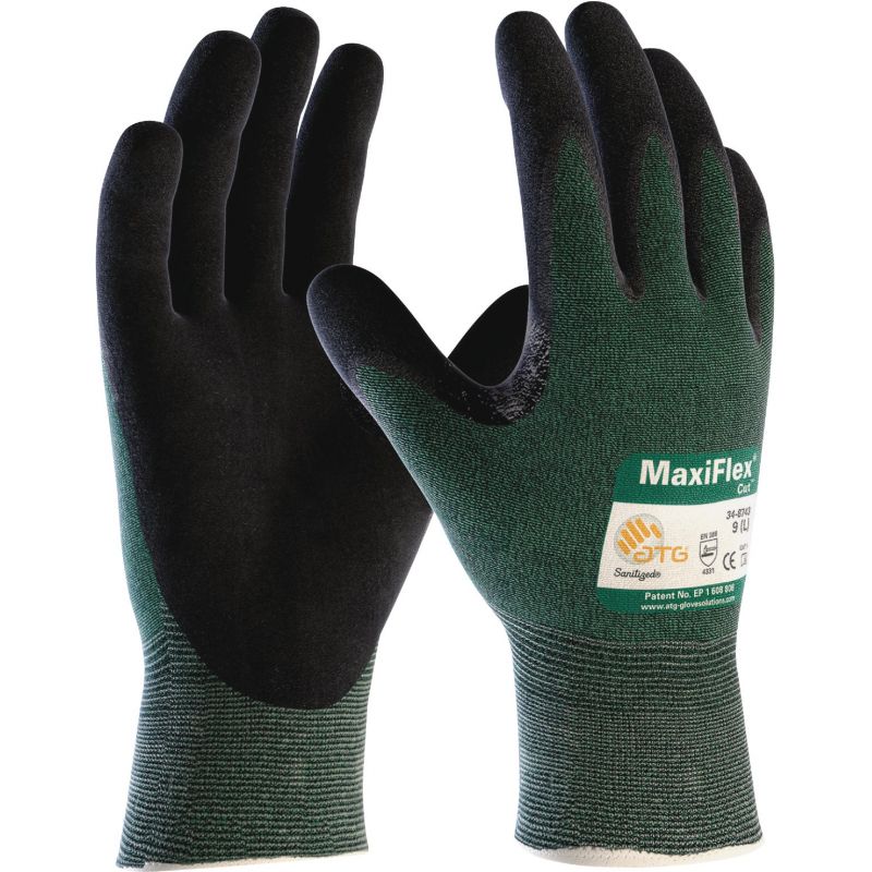 MaxiFlex Cut Resistant Nitrile Coated Glove M, Green &amp; Black