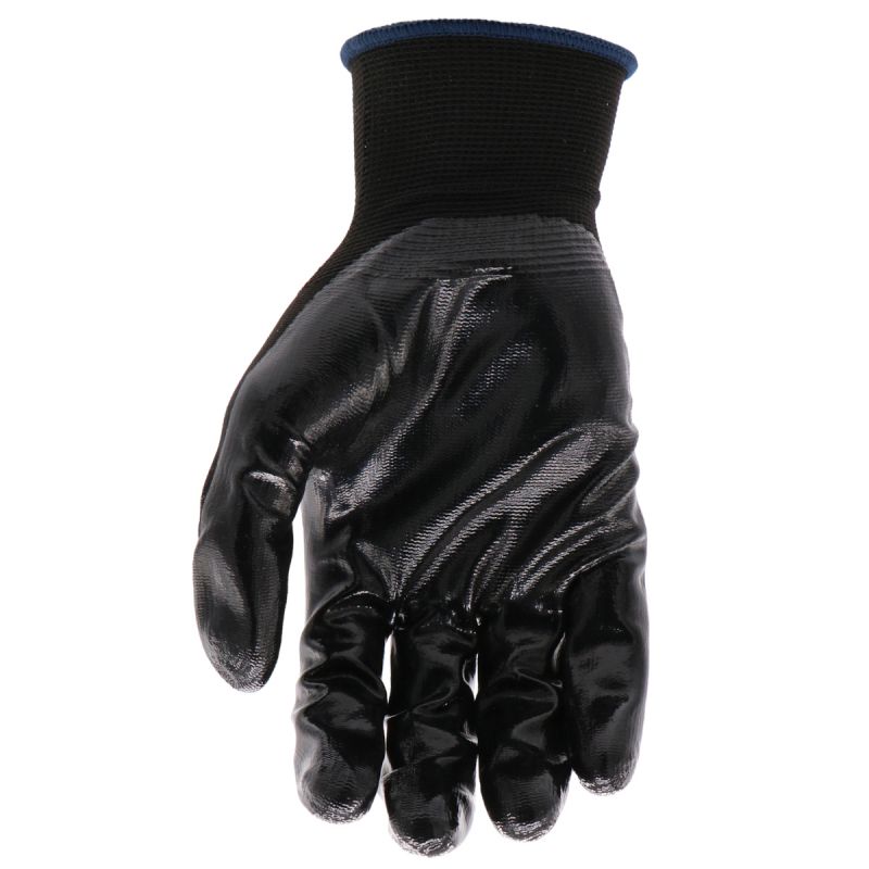 Boss Grip Series B31191-M Coated Gloves, M, Knit Wrist Cuff, Nitrile Coating, Nylon, Black M, Black