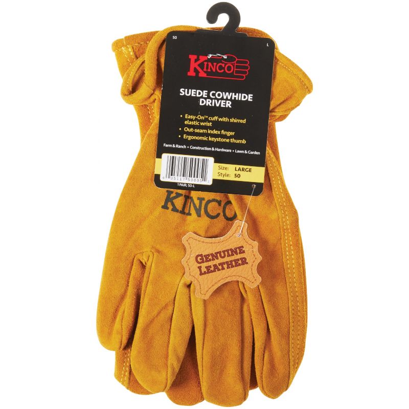Kinco Suede Cowhide Work Glove L, Golden