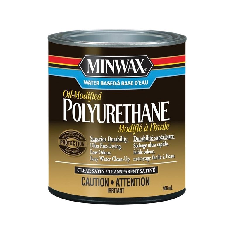 Minwax CM6302504 Oil-Modified Polyurethane, Satin, Liquid, Clear, 946 mL Clear