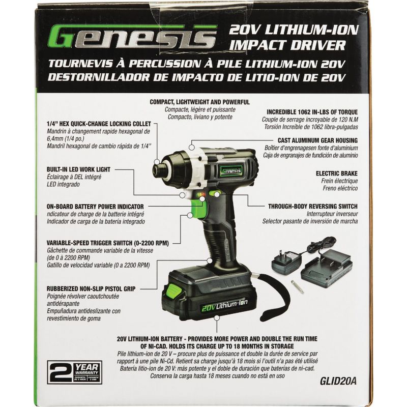 Genesis 20V Lithium-Ion Cordless Impact Driver Kit