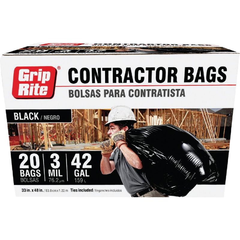 Grip-Rite Contractor Trash Bag 42 Gal., Black