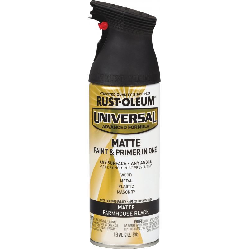 Rust-Oleum Universal All-Surface Spray Paint &amp; Primer In One Farmhouse Black, 12 Oz.