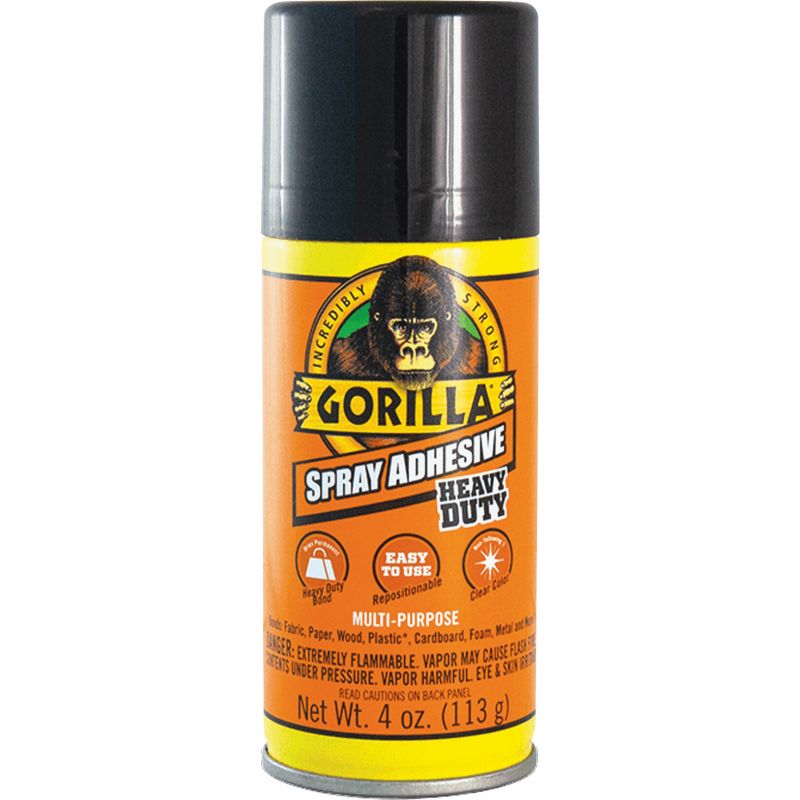 Gorilla Heavy-Duty Multi-Purpose Spray Adhesive Clear, 4 Oz.