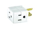 Eaton Cooper Wiring 1482W-BOX Outlet Tap, 2 -Pole, 15 A, 125 V, 3 -Outlet, NEMA: NEMA 5-15R