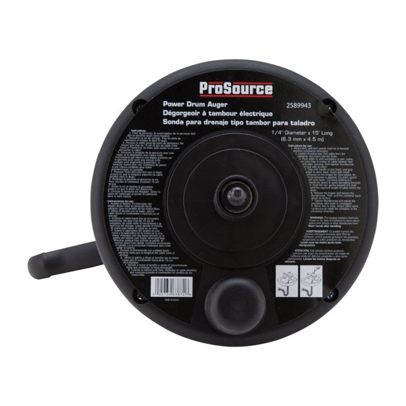 Prosource DA00003C-15 Power Drum Auger Black