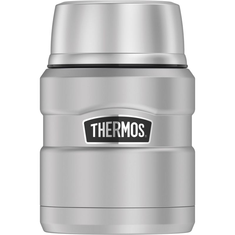 Thermos STAINLESS KING SK3000MSTRI4 Vacuum Insulated Food Jar with Foldable Spoon, 16 oz Capacity, Stainless Steel 16 Oz, Matte Steel