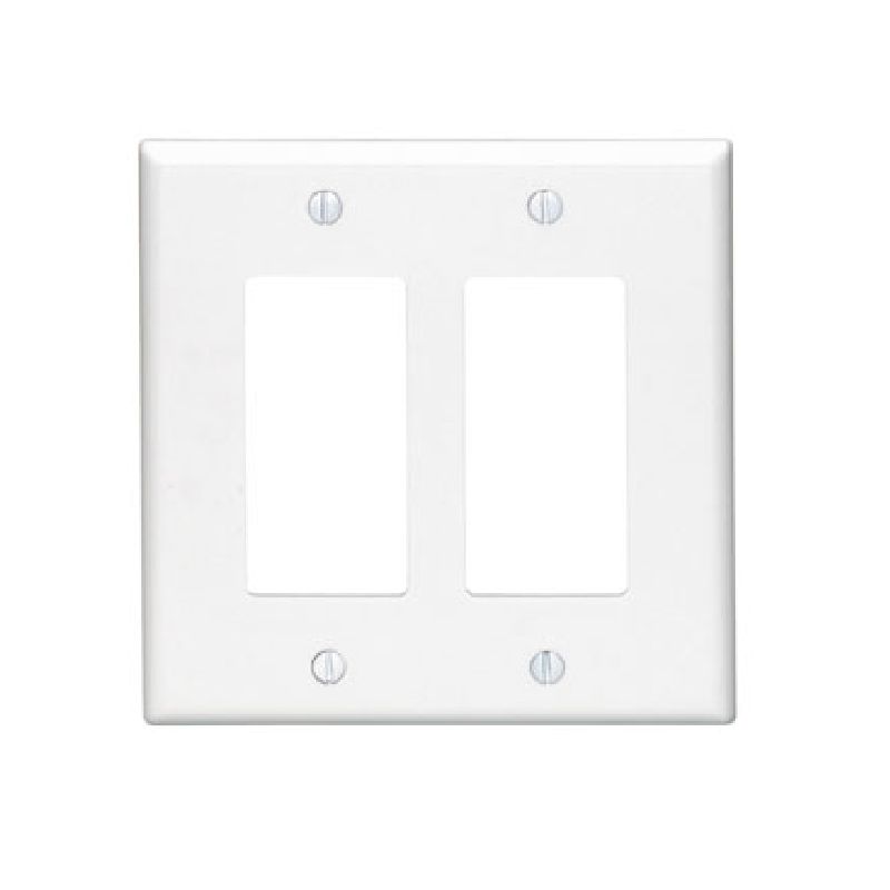 Leviton 80609-W Wallplate, 3-1/8 in L, 4.94 in W, 2-Gang, Thermoset Plastic, White, Smooth White