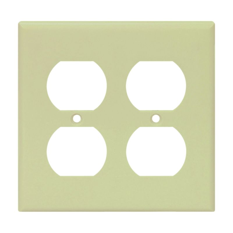 Eaton Wiring Devices 2150V-BOX Receptacle Wallplate, 4-1/2 in L, 4-9/16 in W, 2 -Gang, Thermoset, Ivory Ivory