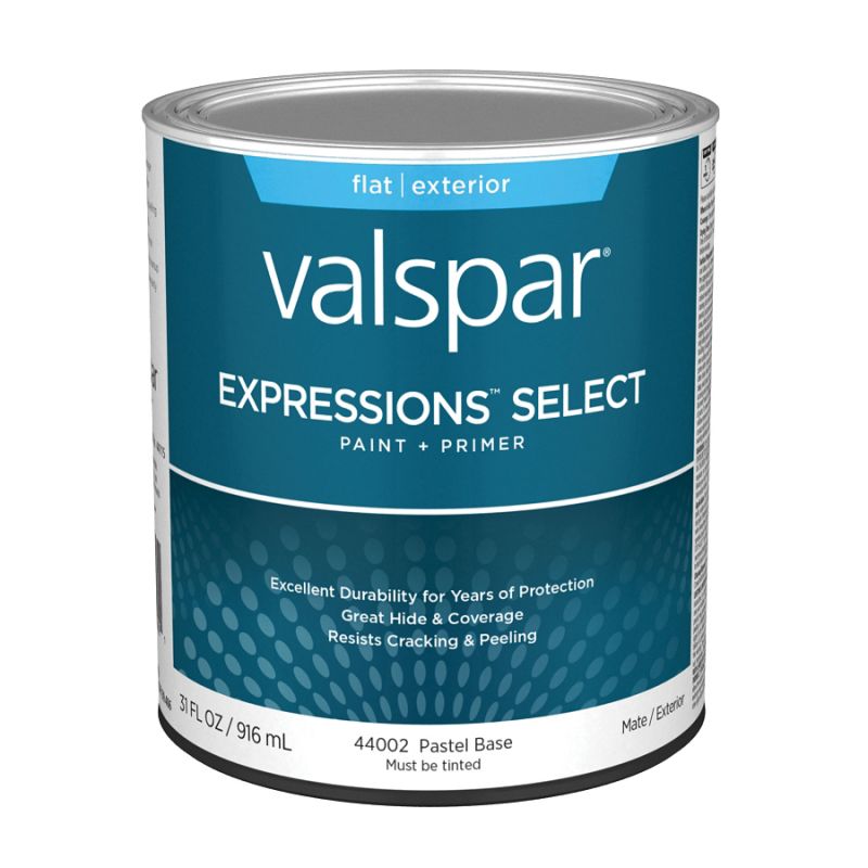 Valspar Expressions Select 4400 05 Latex Paint, Acrylic Base, Flat Sheen, Pastel Base, 1 qt Pastel Base