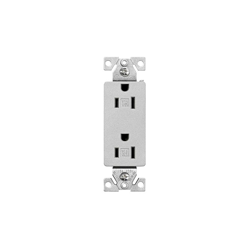 Eaton Wiring Devices TR1107SG-SP-L Duplex Receptacle, 2 -Pole, 15 A, 125 V, Push-in, Side Wiring, NEMA: 5-15R Silver Granite