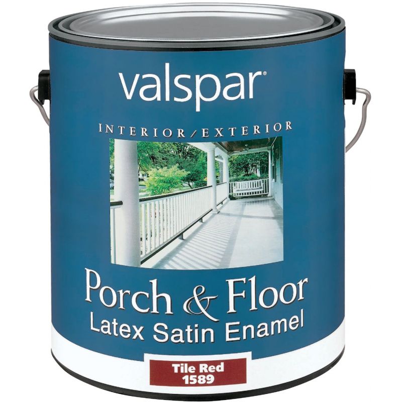 Valspar Self Priming Latex Satin Porch &amp; Floor Enamel Tile Red, 1 Gal.