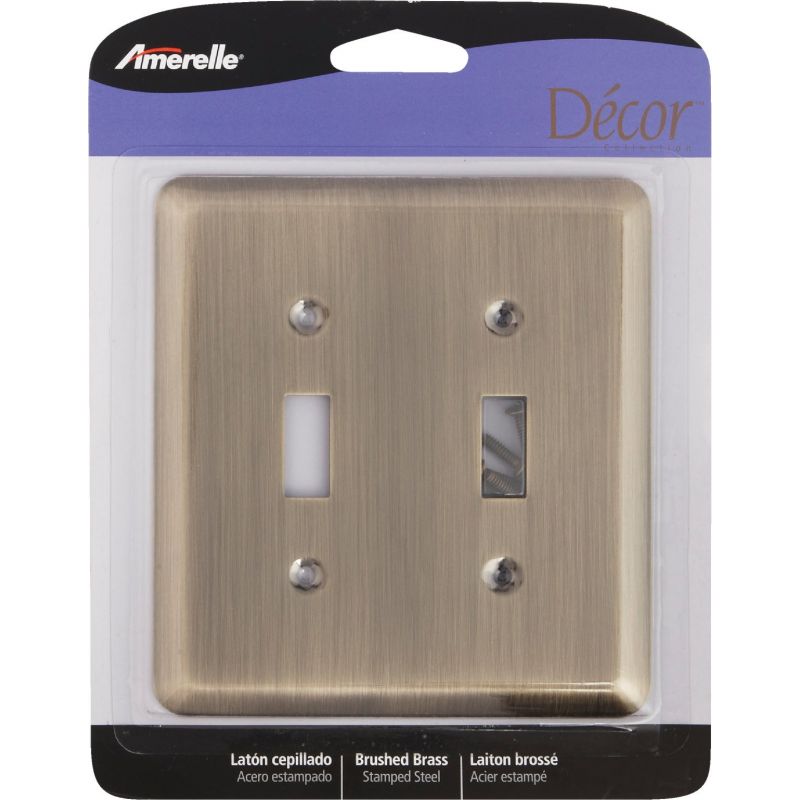 Amerelle Stamped Steel Switch Wall Plate Brushed Brass