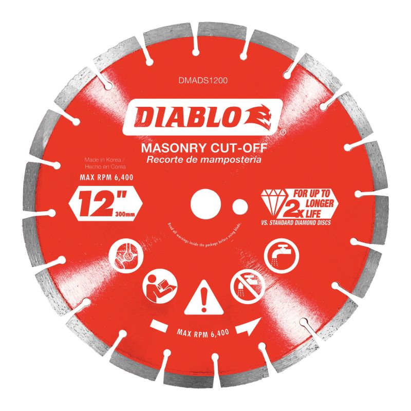 Diablo DMADS1200 Saw Blade, 12 in Dia, Segmented Rim, 1/PK