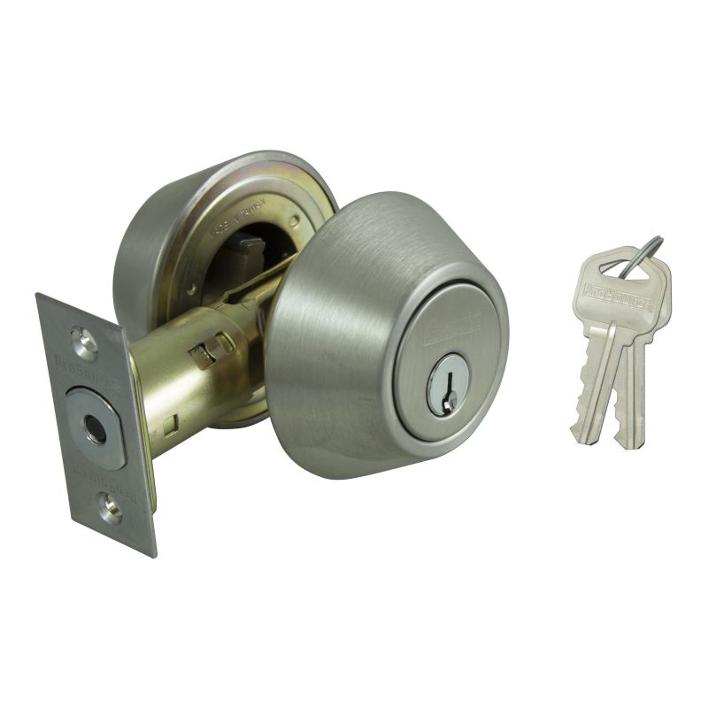 ProSource DB62V-PS Deadbolt, 3 Grade, Stainless Steel, 2-3/8 to 2-3/4 in Backset, KW1 Keyway (Pack of 3)