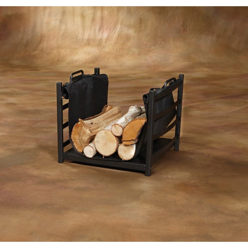 Home Impressions Log Holder with Canvas Carrier Black