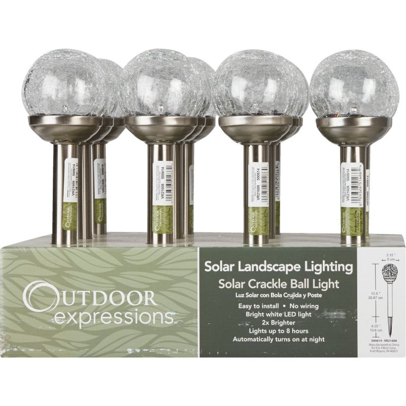 Outdoor Expressions Crackle Ball Solar Path Light Clear (Pack of 12)