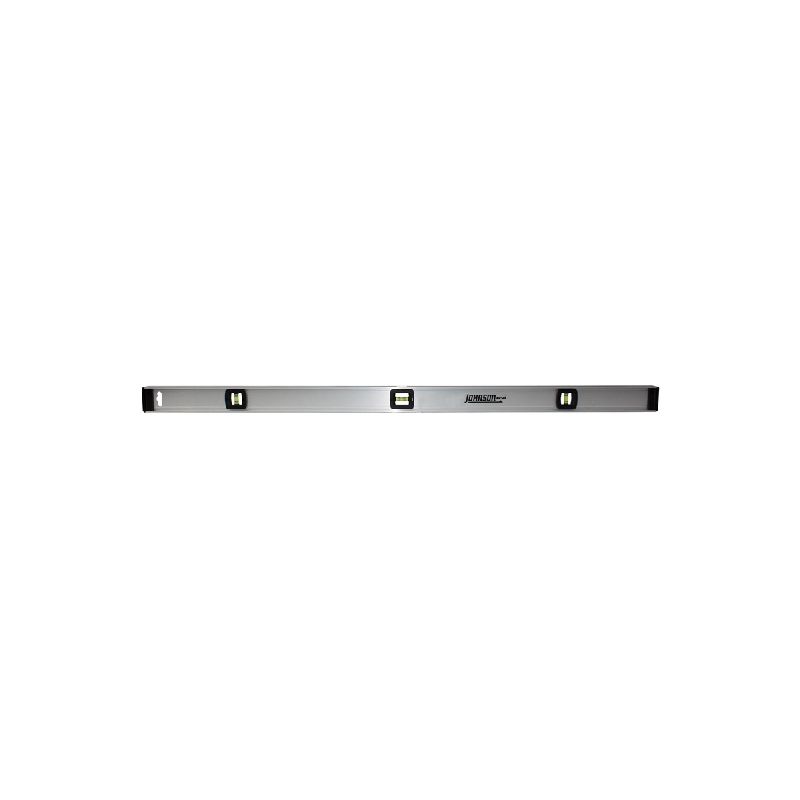 Johnson 1300-4800 I-Beam Level with Rule, 48 in L, 3-Vial, Non-Magnetic, Aluminum, Silver Silver