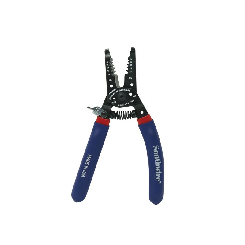 Southwire 64808040 Wire Stripper, 10 to 18, 12 to 22 AWG Wire, 9.34 in OAL, Dipped Grip, Ergonomic Handle