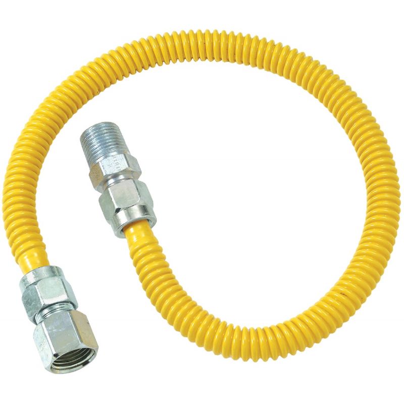 Dormont 1/2 In. OD x 3/8 In. ID Coated SS Gas Connector, 1/2 In. MIP x 1/2 In. FIP