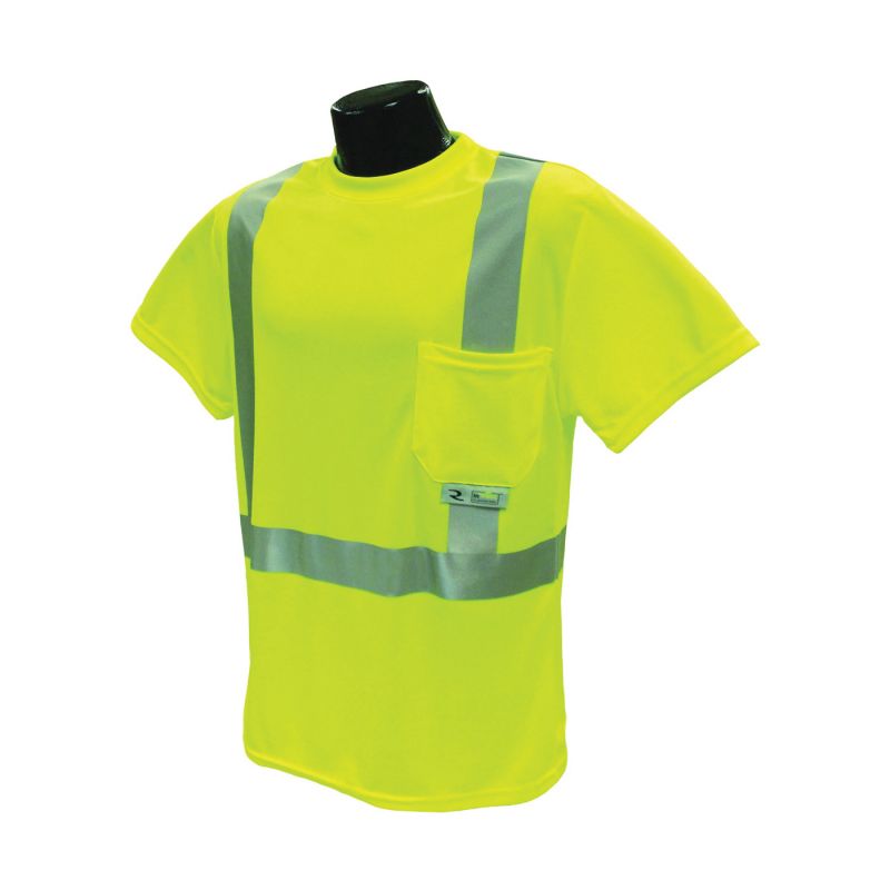 Radians ST11-2PGS-M Safety T-Shirt, M, Polyester, Green, Short Sleeve, Pullover M, Green
