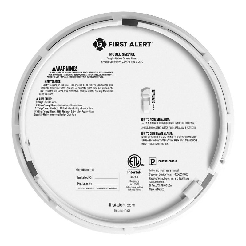 First Alert 1046747 Smoke Alarm with Safety Path Light, Photoelectric Sensor, White White