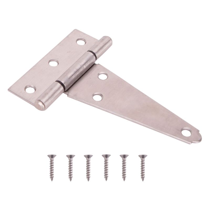 ProSource HTH-S04-C1PS T-Hinge, Stainless Steel, Brushed Stainless Steel, Fixed Pin, 180 deg Range of Motion