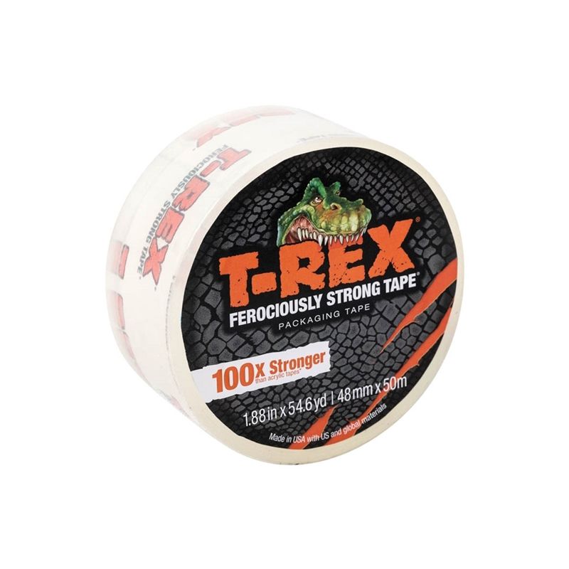 T-Rex 241401 Packaging Tape, 54.6 yd L, 1.88 in W, Clear Clear