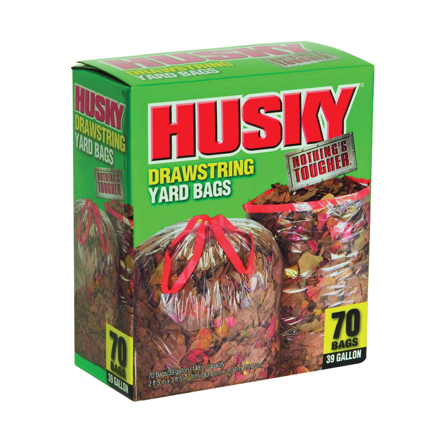 Husky HK55WC080C Trash Bag, 55 Gal Capacity, Clear