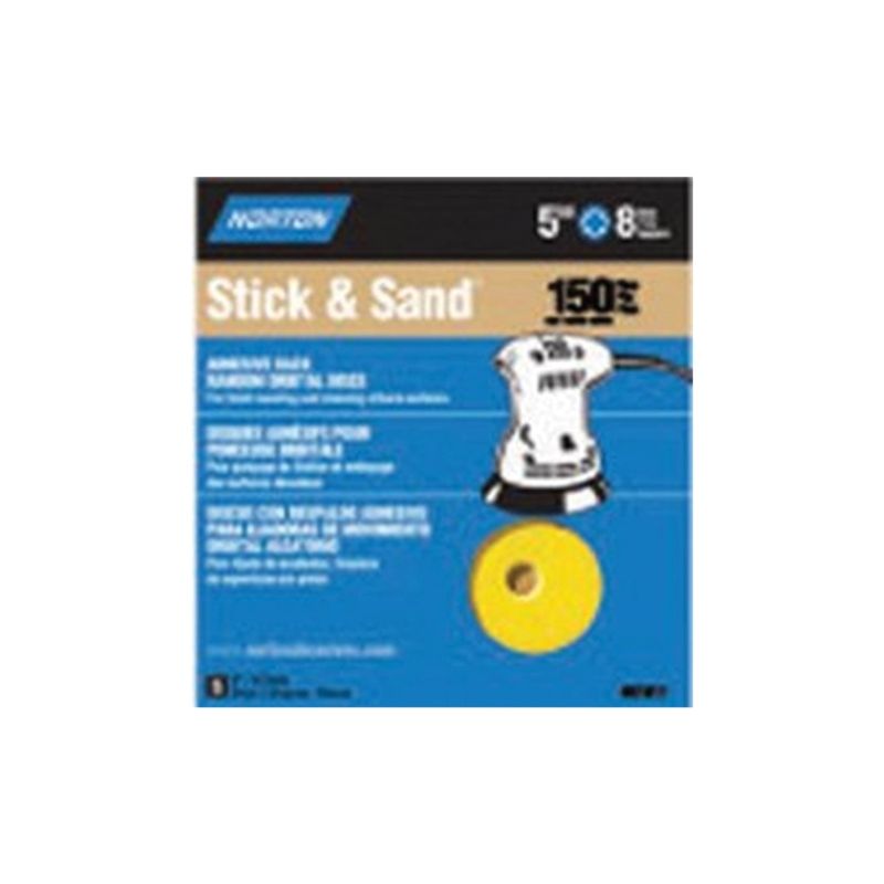 Norton 01812 Sanding Disc, 5 in Dia, Coated, P100 Grit, Medium, Aluminum Oxide Abrasive, Paper Backing