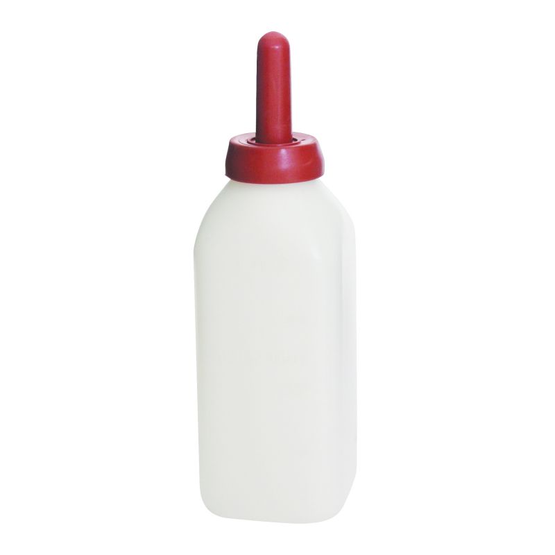 Little Giant 9812 Nursing Bottle, Square, 2 qt Capacity, Polyethylene Bucket, Translucent Bucket, Snap-On Nipple 2 Qt